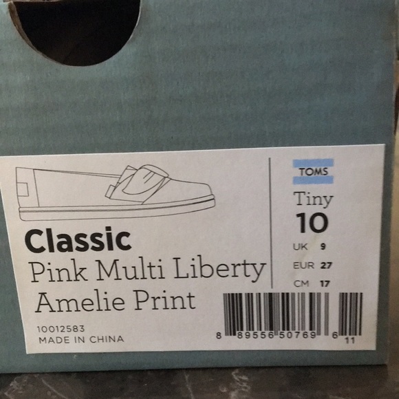 Pink Multi Liberty Amelie Tiny Toms Girls size 10. - Picture 3 of 3